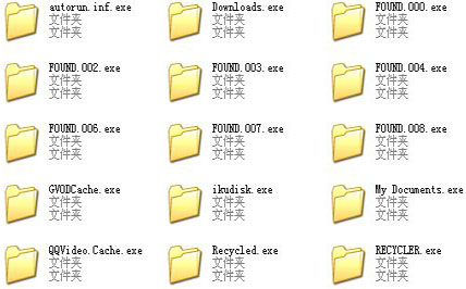 U盘里的文件夹全部变成exe